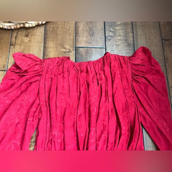 Attico Size 42 (size 6) Red Jacquard Ruffle Maxi Dress - Picture 6 of 11